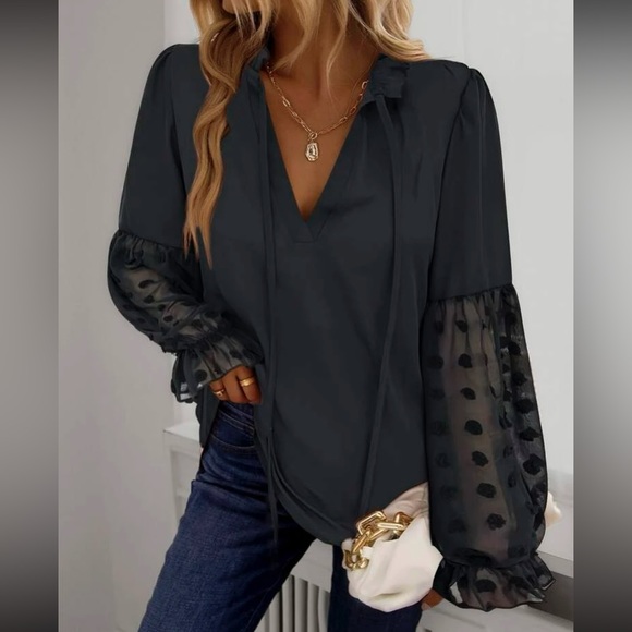 Boho Swiss Dot Oversized Blouse - Picture 12 of 16